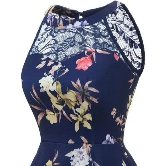 Women Wedding Dress Cocktail Halter Lace A-Line Party Short Vintage Homecoming - Picture 5 of 7